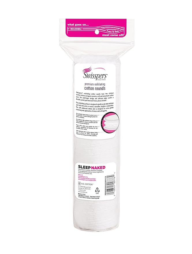 Swisspers premium exfoliating cotton rounds