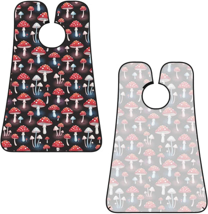 Waterproof Grooming Apron, Non-Stick Beard Bib with Suction Cups, for Goth Red Mushrooms