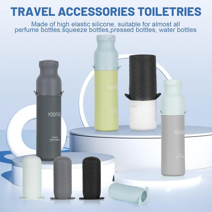 Bottle Covers for Travel, Leak Proofing, Travel Size Container Silicone toiletry sleeves, Leak Locks Travel Accessories for Shampoo Wash Body Bottles and other beauty and personal care(8pcs)