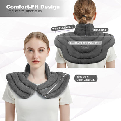 Neck Heating Pad Microwavable for Shoulders, Warmer Wrap Microwave Heating Pad for Neck and Shoulders for Pain Relief (Gray)