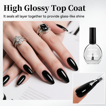 16.5ml Top Coat Clear Nail Polish, Quick Dry High Gloss Shine Large Volume Top Coat, Long Wear and Scratch Resistant for Women Salon DIY Nail Art