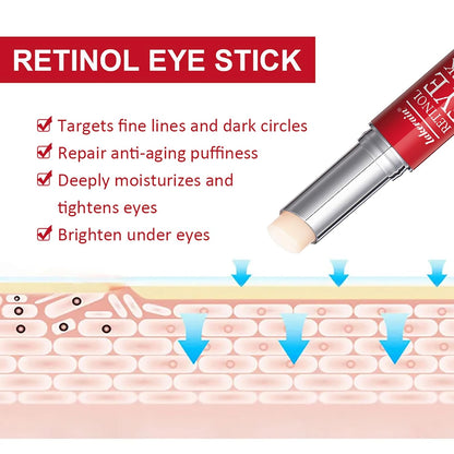 Retinol Eye Stick - With Collagen and Hyaluronic Acid, Retinol Cream, Retinol Face Cream, Under Eye Cream Anti Aging, Brightening Eye Balm Reduces Fine Lines and Dark Circles