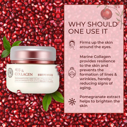 The Face Shop Pomegranate & Collagen Volume Lifting Eye Cream | Ultra-Light Eye Cream for Eye Skin Lifting, Firming & Brightening | Reduce Dark Circles | Deep Hydrating Under Eye Area, 1.69 Fl Oz