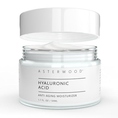 Asterwood Hyaluronic Acid Moisturizer - Anti-Aging, Wrinkle Reducing, Moisturizing, Hydrating - Fragrance-Free, Non-Comedogenic - 1.7 Fl Oz