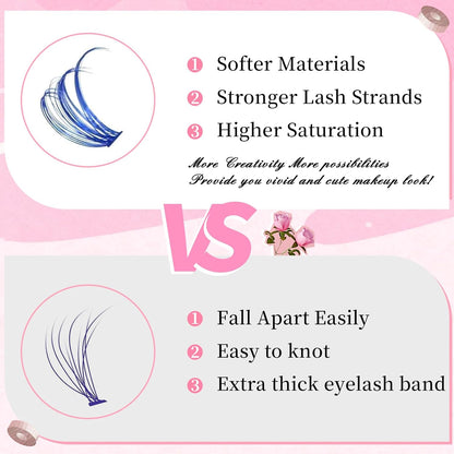 Eyelash Extension Kit Colored Lash Clusters Lash Extension Kit 6 Colors Rainbow Lash Clusters with Bond and Seal and Applicator Colorful Lash Extensions 14mm&16mm D Curl Lashes Cluster by Yaiseiko