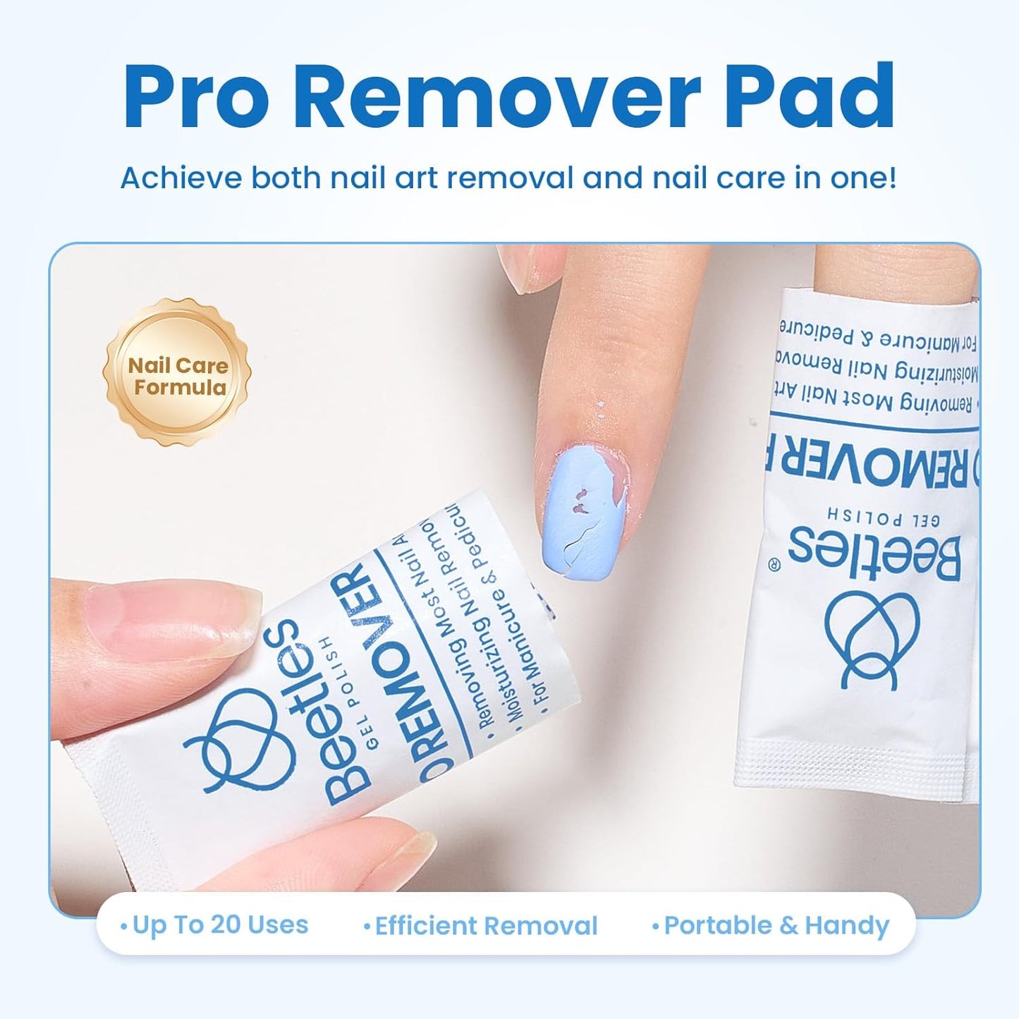 Beetles Nail Polish Remover Pads - 150Pcs Individually Wrapped Pro Remover Pads, Wipes Easily & Quickly Milk Flavor Fragrance for Manicure Gel Polish Remover Portable Set