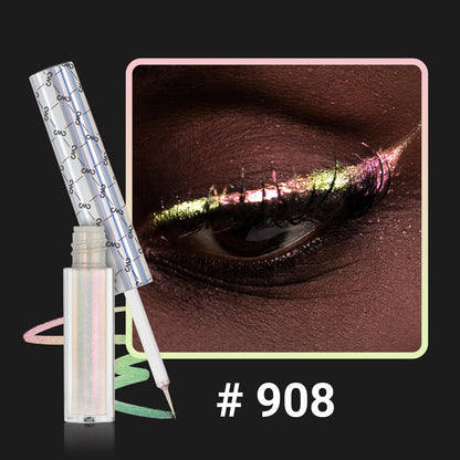 CHARMACY Multichrome Liquid Eyeliner, Glitter Chameleon Liquid Eyeshadow Eyeliner Makeup,High Pigmented with Waterproof &Smudge Proof Formula,Longwearing,Ultra-Fine Tip,PALE PINK YELLOW 908