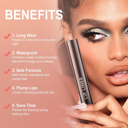 OETUIOW Lip Stain Peel Off, Lip Liner Moisturizing Long-Lasting & Waterproof, Transfer Proof & Plumping, Non-Stick Cup, Coral Color