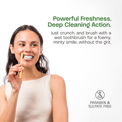 Toothpaste Tablets with Fluoride & Xylitol | Whitening, Sensitivity Relief & Enamel Remineralization | Chewable, Plastic-Free, Travel-Friendly - Mint, 180 Count (2 x 90), Made in USA