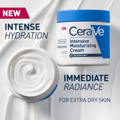 CeraVe Intensive Moisturizing Cream, Body Moisturizer With Shea Butter, 72H Hydration + Skin Barrier Repair, Fragrance-Free Body Lotion For Extremely Dry Skin, 8oz