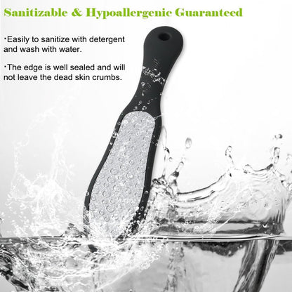 BEZOX Foot File (1 PCS), Double Sided Foot Scraper Callus Remover, Foot Rasp for Cracked Heel and Foot Corn Removal, Stainless Steel Pedicure File W/Cloth Storage Bag