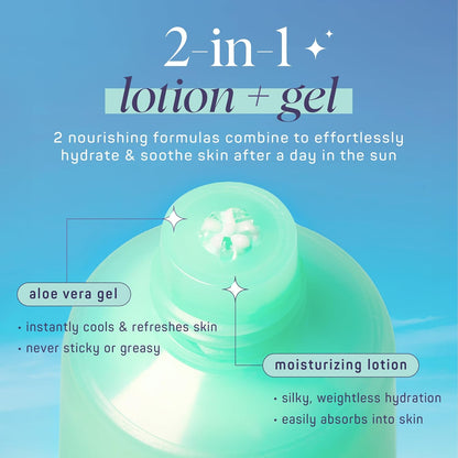 SpaLife After-Sun-Gel Lotion and Moisturizer for Sunburn Refelief - Two in One Formula, Infused with Aloe, Coconut Oil and Hyaluronic Acid - 2 Pack