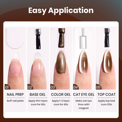 Beetles Brown Cat Eye Gel Nail Polish - Aurora Mocha Cat Eye Gel Polish, 15ML Blue Powder Brown Glitter Fall Gel Polish Magnetic Shimmer Effect Soak Off UV Nail Art Design Manicure Gifts for Women