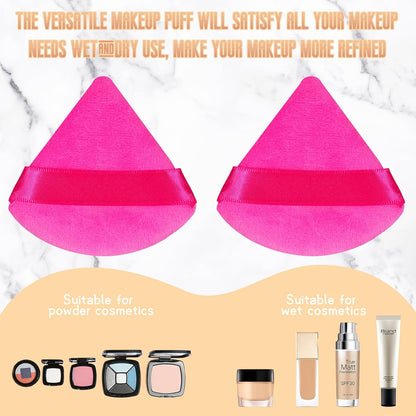 Suclain 48 Pcs Velour Triangle Powder Puff Soft Velour Makeup Puff for Face Powder Makeup Triangle Sponges for Wet and Dry Cosmetic Foundation Loose Mineral Body Tool (Pink)