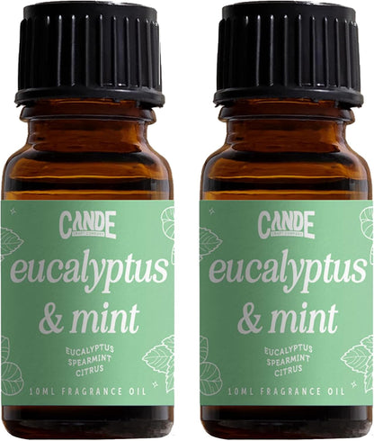 CANDECraftCo Premium Fragrance Oil – Diffuser Oils Fragrances Scented for Home, Candle Soap Making Supplies, Aromatherapy Blends for House (0.34 Fl Oz) (2-Pack, Eucalpytus & Mint)
