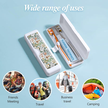 Toothbrush Travel Case - Colorful Pattern, Holder and Covers for Toothbrushes, Includes Tongue Scraper Case