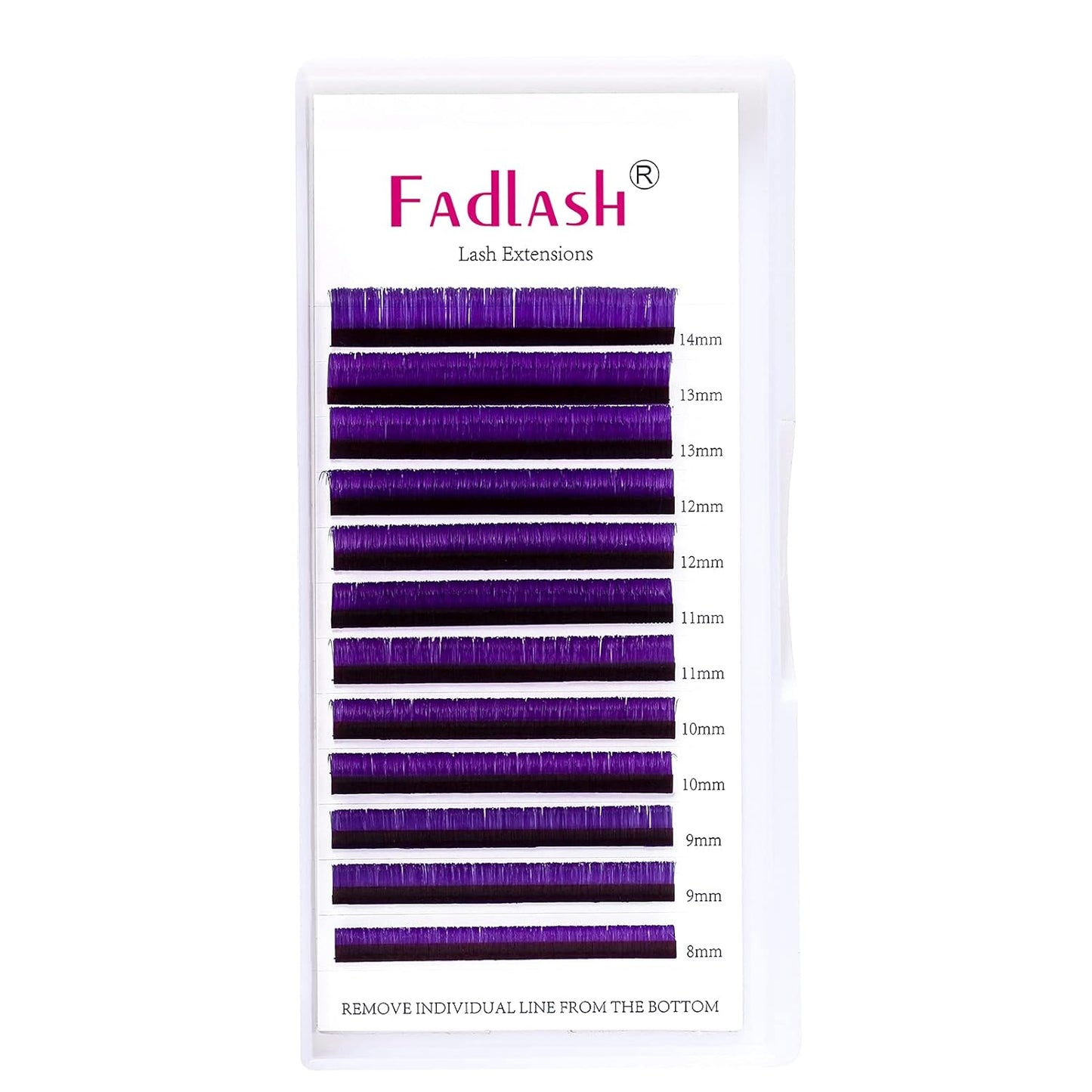 Easy Fan Volume Lashes D Curl Mixed Tray Purple Volume Eyelash Extensions 8-14mm Rapid Blooming Lash Extension Supplies by FADLASH (Purple 0.07-D-Mix)