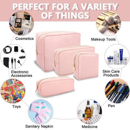 Small Pencil Case Makeup Bag for Purse, Cute Pencil Pouch Preppy Nylon Makeup Brush Bag with Zipper , Girls Portable Stationery Storage Case Small Pen Bag for Office School College(Slim-Flamingo)
