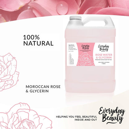Rose Water & Glycerin Enhanced Facial Toner - 1 Gallon Bulk Alcohol-Free Vegan All Natural Refreshing for Face and Hair - Uplifts, Calming & Soothing for All Skin Types