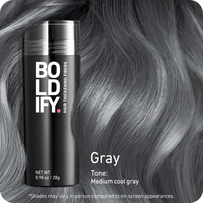 BOLDIFY Hair Fibers (28g) - Fill In Thinning and Fine Hair for an Instantly Fuller, Thicker Look - 14 Shades for Women & Men - Gray