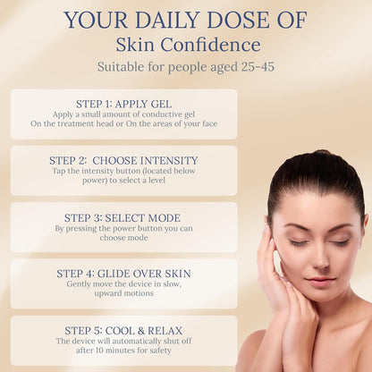 Skin Firming Facial Massager, 6-in-1 Beauty Device for Home Use, 5-Level Skin Rejuvenation and Toning Tool for a Radiant Glow