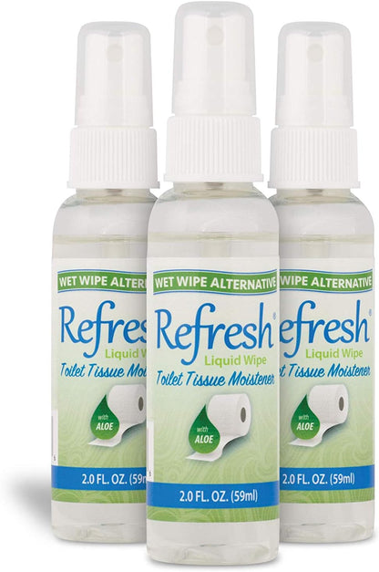 Refresh Liquid Wipe: Toilet Paper Spray. Eco-Friendly Wet Wipe Alternative. Cleanses and Soothes with Witch Hazel and Aloe. Plumbing and Septic Safe. 2 Fl Oz (3 Pack).…