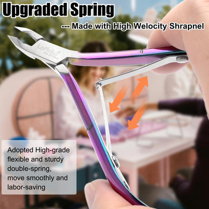 LePinko 4 Packs Upgraded Cuticle Trimmer kit, Sharp Dead Skin Clipper, Labor-Saving Cuticula Remover for Fingernail Toenail, Manicure Pedicure Tool for Women Men, 5mm Jaw, Rainbow Color