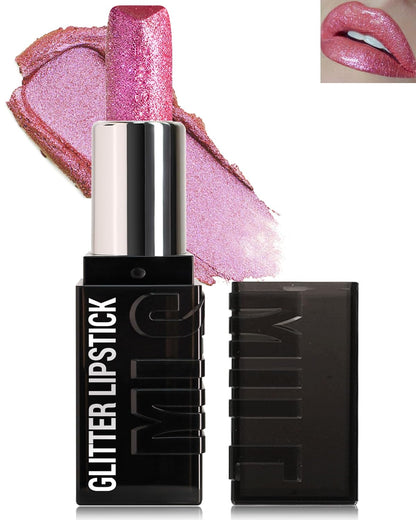 Diamond Glitter Matte Lipstick,Long Lasting Waterproof Pink Metallic Sparkling High Pigment Non-Stick Lip Stain Tint Lip Gloss,Full-coverage Lipgloss,Mother's Day Lip Makeup Gift for Women Girl-02