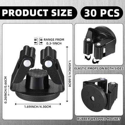 30 Pcs Magnetic Mop Broom Holder Movable Magnetic Broom Holder Rack, Anti Slip Wall Mounted Utility for Cleaning Tools, Garage, Kitchen, Laundry, Garden (Black)