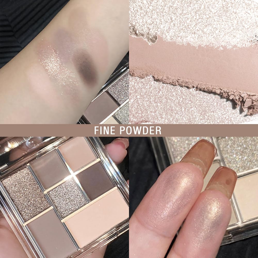 Nude Brown 7Colors Eyeshadow Makeup Palette with Mirror,Natural Neutral Eye Shadow Palettes for Older Women,Long Lasting Naturing-Looking,Lightweight,Waterproof,Eye Makeup Kit Travel Size,Vegan