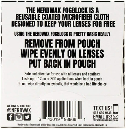 Nerdwax FogBlock | Anti Fog Lens Wipes | Keeps Glasses from Fogging