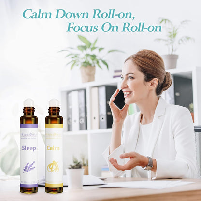Aromatherapy Essential Oils Roll On Set, Natural Pre-diluted Blend Oils for Skin Use, Relaxation Gift for Women & Men, Pack 6 x10ml