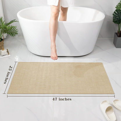 chakme Bathroom Rugs Mat 47x25, Ultra Thin Non Slip Bath Mat Large Quick Dry Absorbent Bath Mat for Bathroom Floor, (Light Beige, 47"x25")