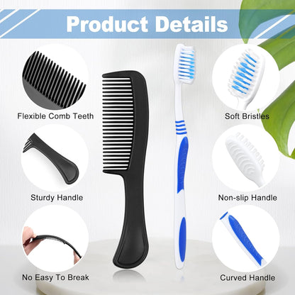 Pack of 25 Hygiene Kit, Hygiene Kit Bulk, Individually Packed, Travel Hygiene Kit with Toothbrush, Toothpaste, Comb, Shampoo, Soap and Floss Picks, Home, Suitable for Hotel, Camping, Travel