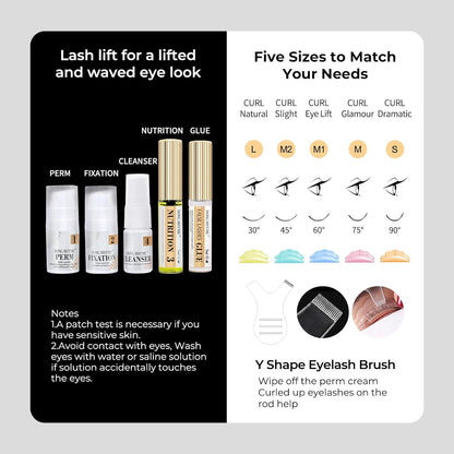 Lash Lift Kit - 2 in 1 Eyelash Perm Kit, Professional Instant Eyelash Lift Kit, Semi-Permanent Lash Curling Brow Lamination Kit, Salon Result for a Supermodel Look at Home Use by Dong Rhyme