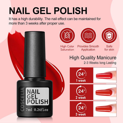 COSCELIA 53ps Gel Nail Polish Kit with U V light and Drill Starter Kit 35 Fall Colors Gel Polish 5pcs Top Base Coat LED Lamp Nail Art All Seasons Gel Manicure Kit Gifts for Women