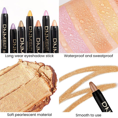 evpct Beige Gold Shimmer Cream Eye Shadow Brightener Sticks Set for Eyes, Gold Shimmery Matte Pencil Eye shadow Applicator Stick Pen Palette Makeup Waterproof sombras en crema para ojos 15#