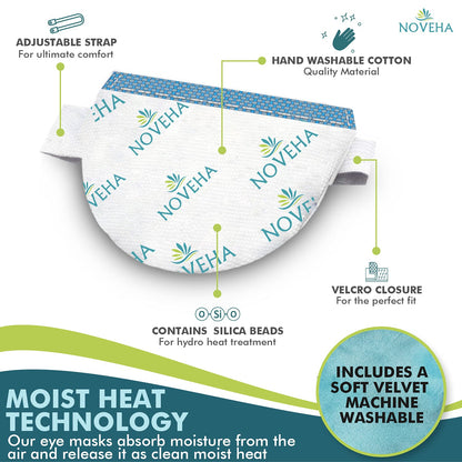 NOVEHA EXPRESS Warm Compress Individual Eye Mask | Moist Hot Technology For Sensitive Dry Eyes - Relieves Stye & Pink Eye - Reusable Heat Water Treatment for Irritated Eyes and Eyelid Lumps