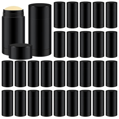 30 Pcs Empty Deodorant Containers Twist up Filling Stick Plastic Deodorant Container Refillable Bottles Bottomfill Round Lip Balm Tubes for Homemade DIY Lipstick Crayon(75 ml,Black)