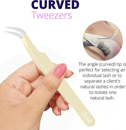 SIVOTE Lash Tweezers for Eyelash Extensions for Volume, Isolation & Classic Lashes, 3 Pack, Vanilla