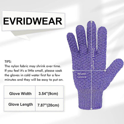 Evridwear Exfoliating Dual Texture Bath Gloves for Shower, Spa, Massage and Body Scrubs, Dead Skin Cell Remover, with Hanging Loop Heavy(5 Pairs Gift Set for Women)
