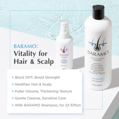 Mild Scalp Tonic for Anti-Hair Loss & Regrowth, DHT Blocker Serum Spray for Thickening, Nourishing Scalp & Hair for Men & Women, Dry, Sensitive Scalp Treatment - Sulfate & Paraben Free