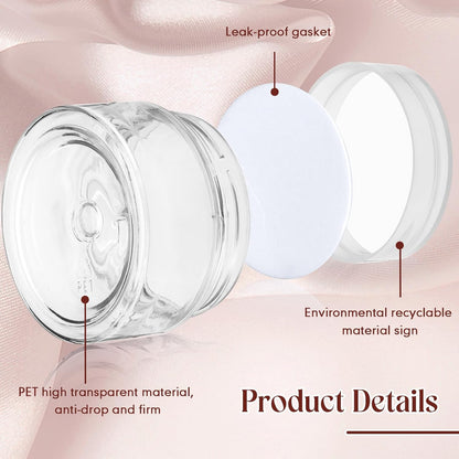 SATINIOR 100 Pcs Plastic Jars with Lids Small Containers Lids Wide Mouth Small Plastic Containers for Lotion Cream Rhinestones Body Butters Travel Storage(2 oz,Clear)