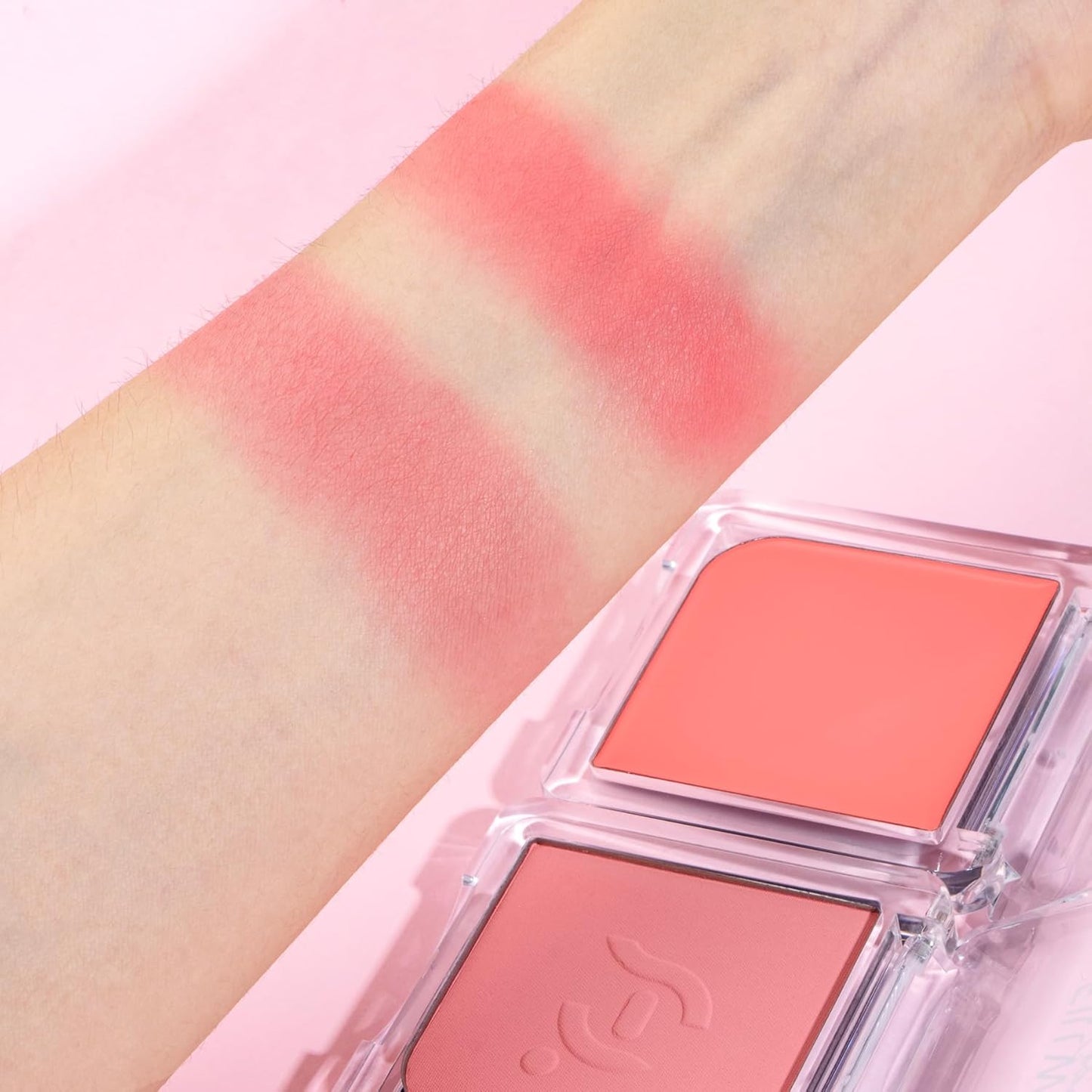 Blush Palette Duo – Cream & Powder Blush Set in Pink, Long-Wearing & Moisturizing, Easy to Blend,Radiant Coverage for Cheeks, Eyes & Lips, Magnetic Makeup Palette Compatible (2-Pack, Coral Kiss)