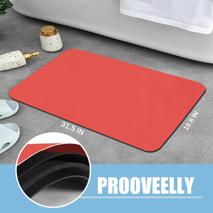 Diatomaceous Earth Bath mat Bathroom Rugs Super Absorbent Quick Dry Non Slip Bath Mat Thin Bathroom Floor Mats Fit Under Door-Shower Rug for in Front of Bathtub Shower, Red, 15.7"*23.6"