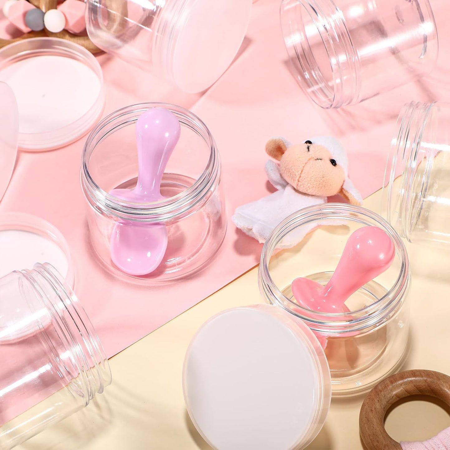 SATINIOR 36 Pieces 4 oz Plastic Jars with Lids Wide Mouth Airtight Reusable Container Acrylic Cosmetic Small Jars for Lotions Ointments Travel Toiletries Creams Make up Storage(Clear)