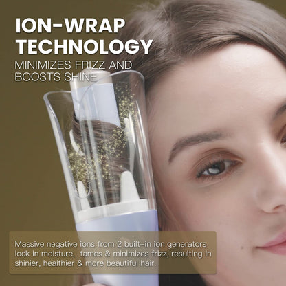LENA Geniecurl Auto Hair Curler Ion Wrap Transparent Curling Wand with 1" Ceramic Ionic Barrel and Smart Anti-Stuck Sensor, Pro Styling Tool for Long and Medium Length Hair