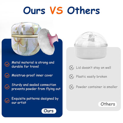 Body Powder Puff and Container for Dusting Powder, Women Powder Puff and Powder Case for Bath and Travel (Flower Song)
