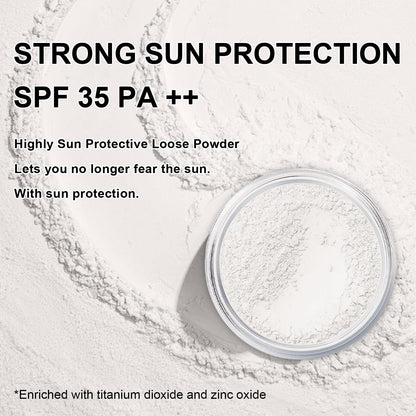 Mineral Setting Powder, SPF 35, Sunscreen White Face Loose Blurring FinishingPowder, Sheer Coverage, Weightless and Oil Control, Extend Base Makeup (#03 White Setting Makeup)