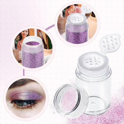 RAYNAG 6 Pieces Mini Empty Loose Powder Bottle Travel Cosmetic Glitter Powder Eye Shadow Shaker Bottle with Sifter and Lids (12 holes)